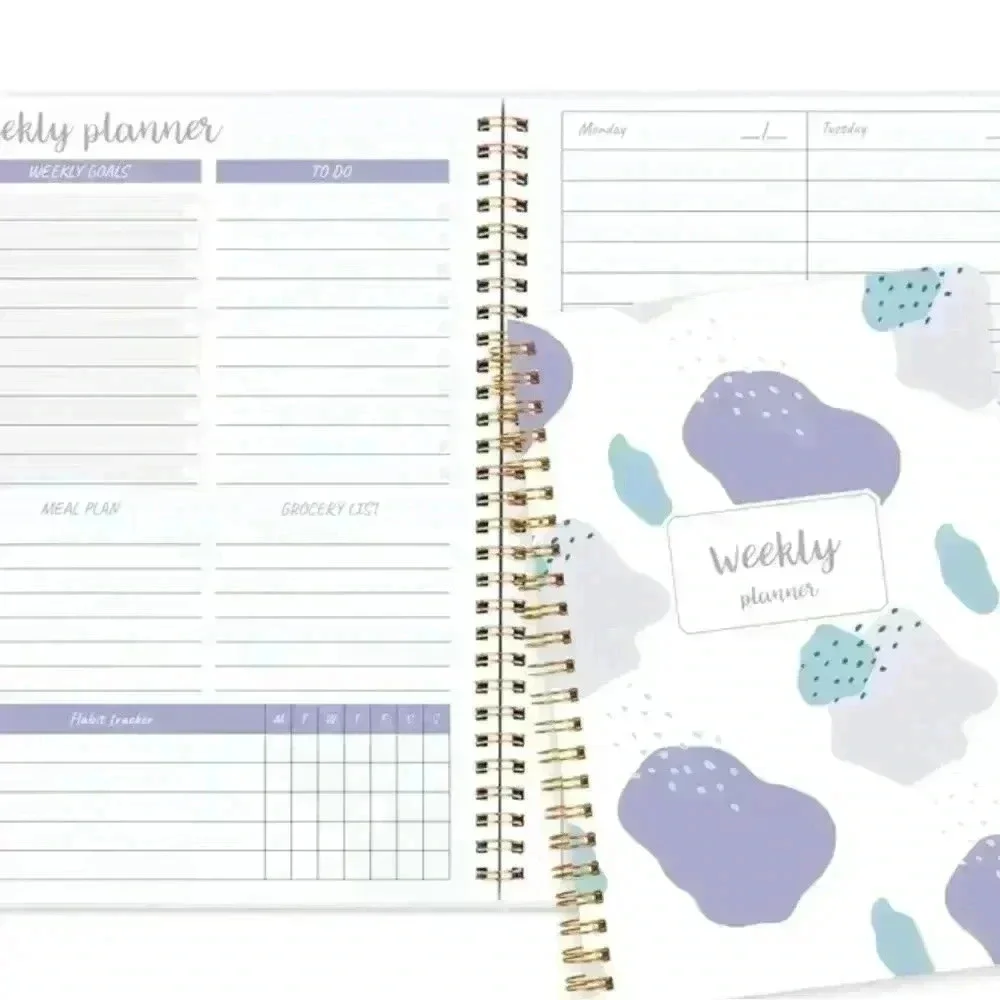 Weekly Planner and Purple Series Highlighter Pen Set Bundle